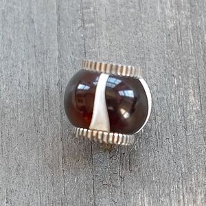 Brighton Spacer Bead Brown and White Round Vintage White Swirl Pattern